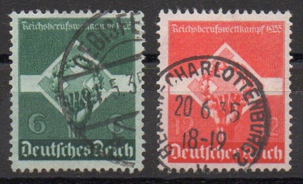 Michel Nr. 571x - 572x, Reichsberufswettkampf gestempelt.